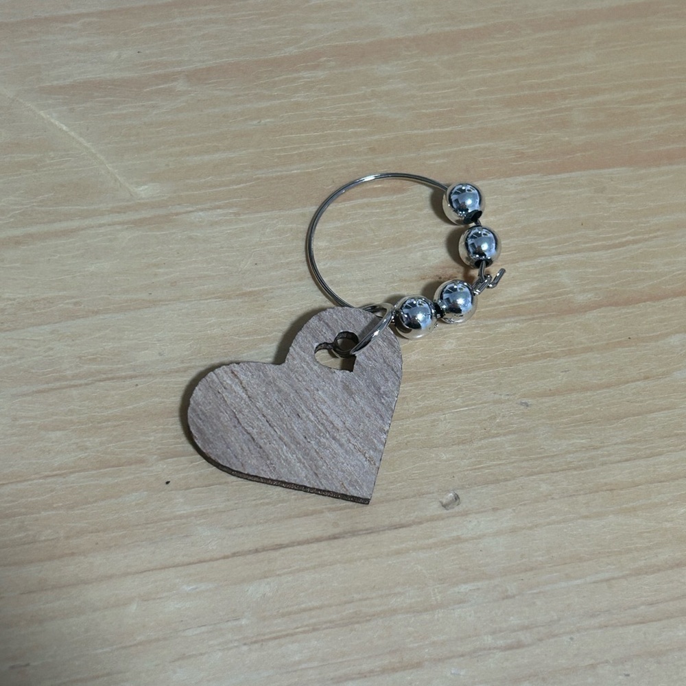 💛💛 Silver and Wood Heart Keychain
